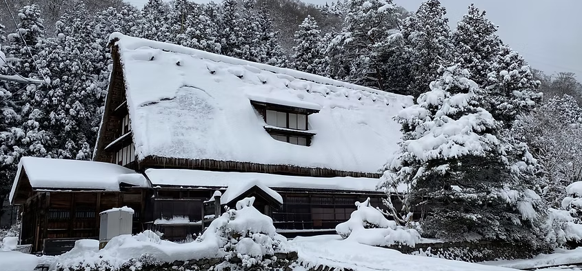 五箇山 岩瀬家 冬の合掌造り 五箇山の雪景色